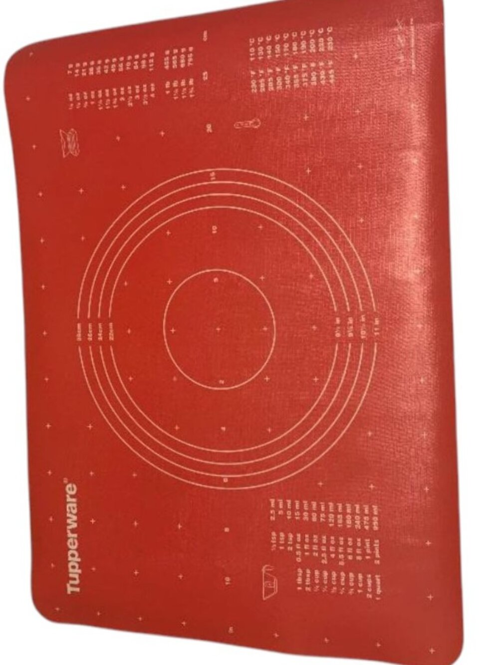 Tupperware Simply Perfect Pastry Sheet w/ measurement guide and conversion chart